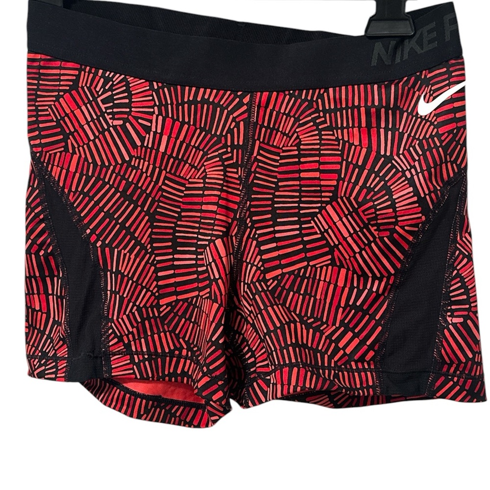 Nike Pro Red and Black Patterned Shorts